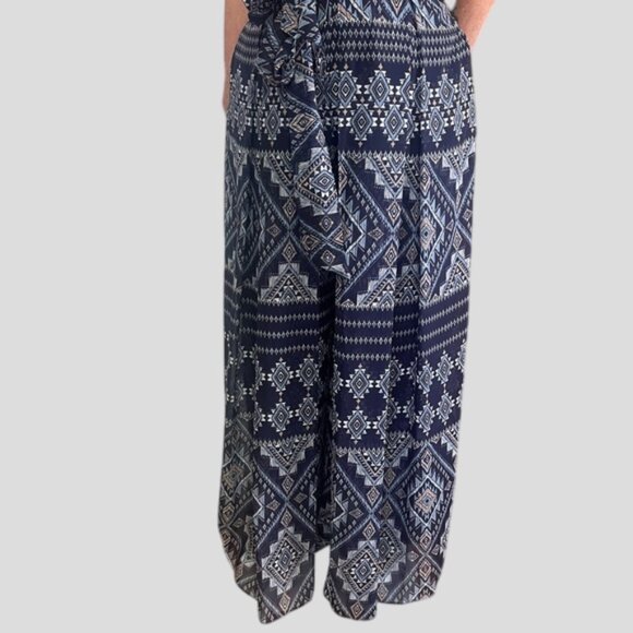 Vince Camuto Navy Abstract Sleeveless Wide Leg Jumpsuit - Picture 5 of 13